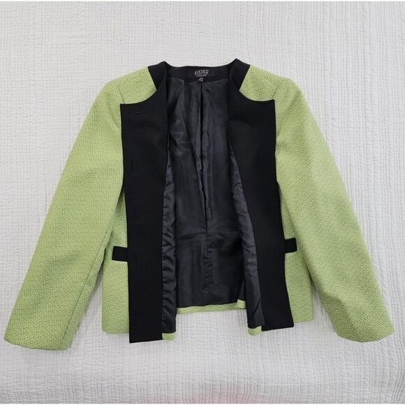 Kasper Separates Blazer Women's 14P Chartreuse Performance 4 Button EUC Workwear - Picture 13 of 15